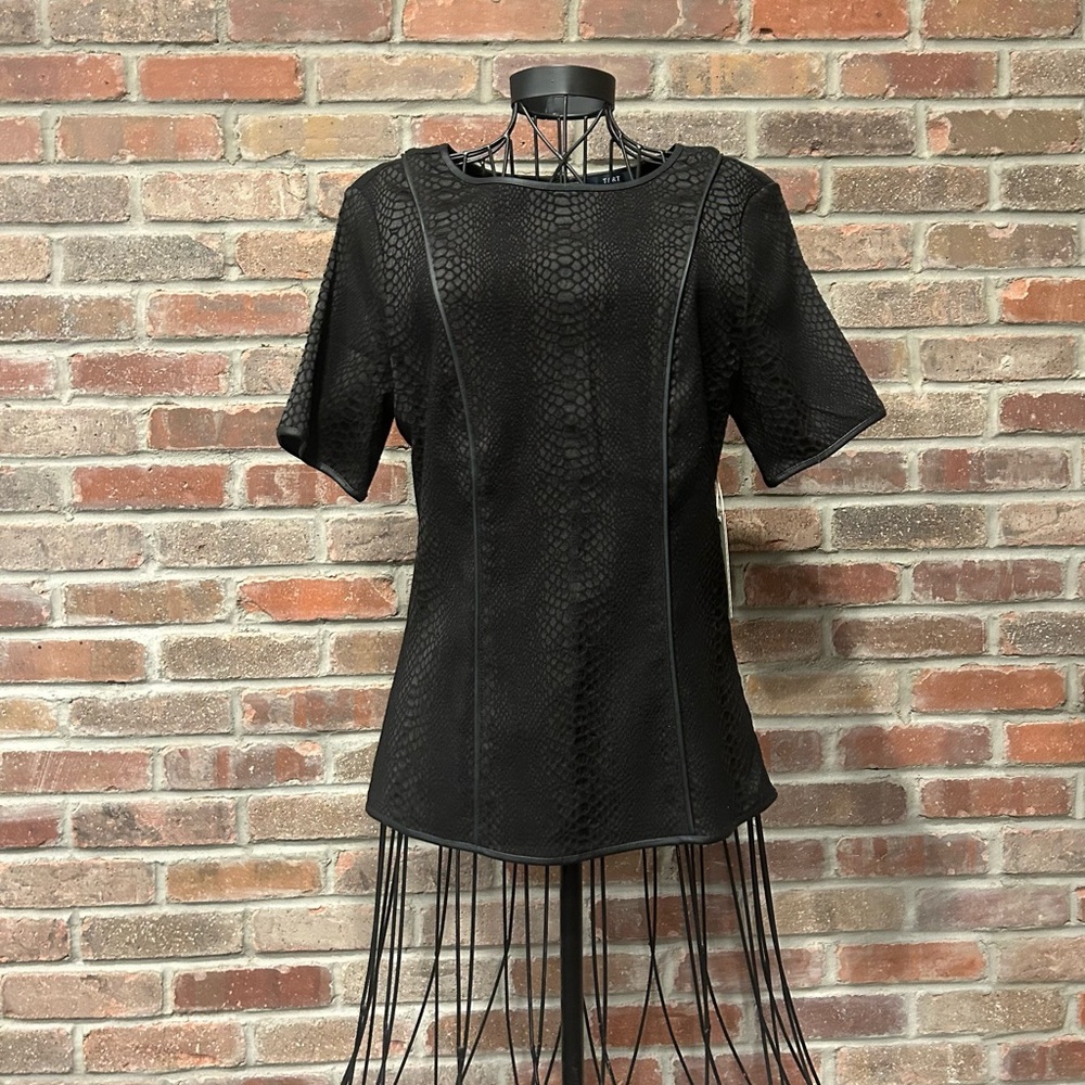 Tart, New With Tags, 100% Vegan Leather, Black Short Sleeve, Size Medium Top